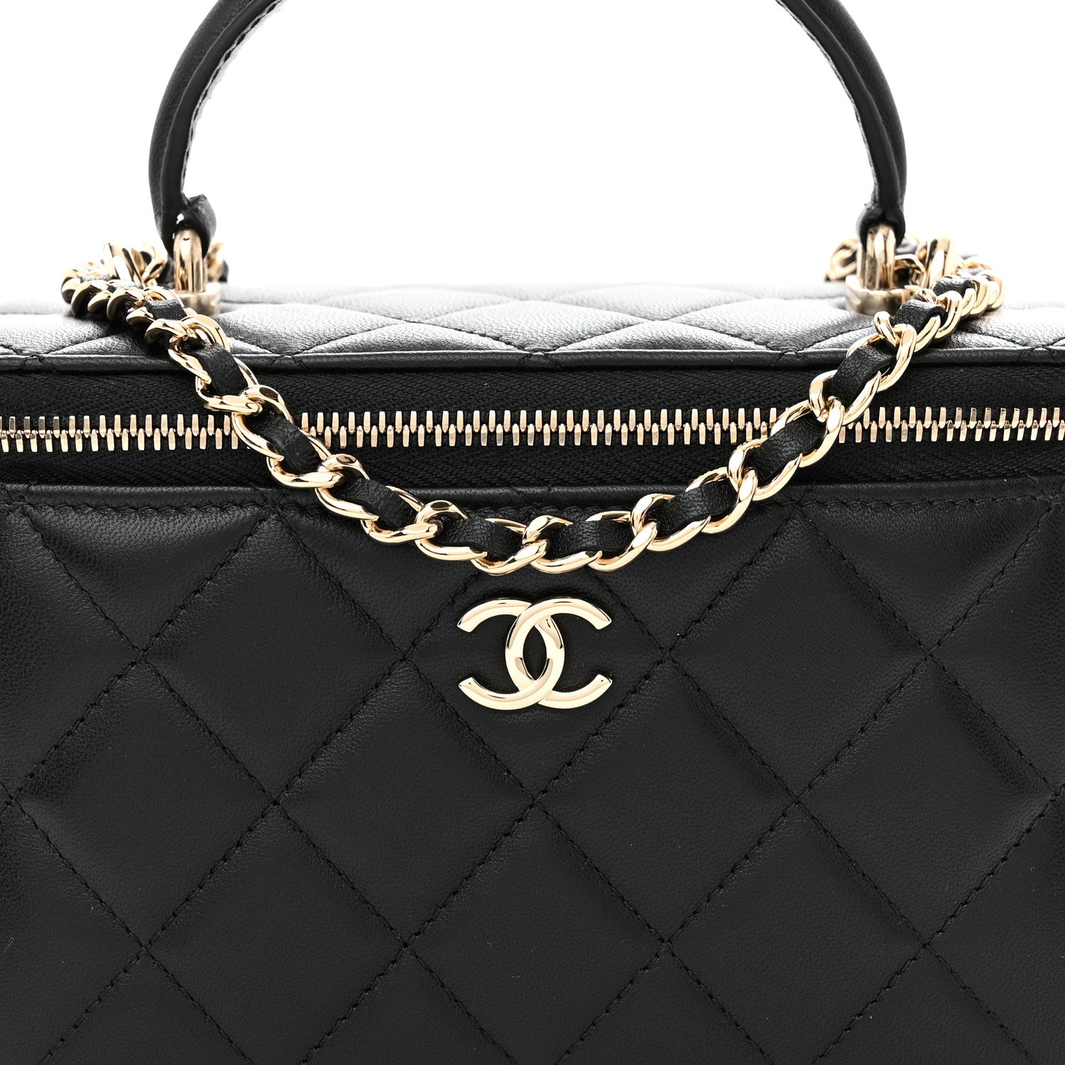 Chanel Lambskin Quilted Small Top Handle Vanity Case With Chain Black 8 of 12