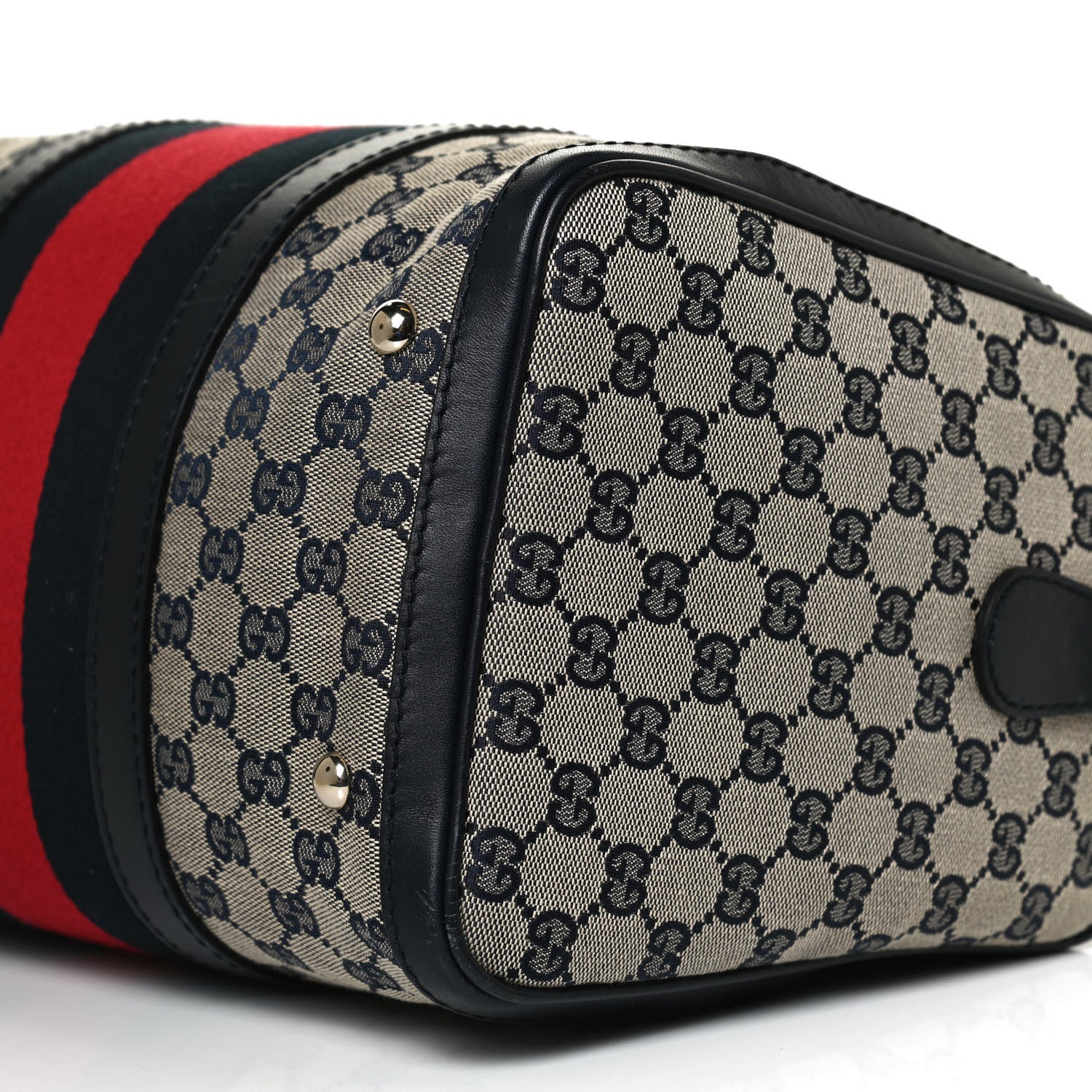 Gucci Monogram Selleria Calfskin Vintage Web Medium Boston Beige Blue 12 of 12