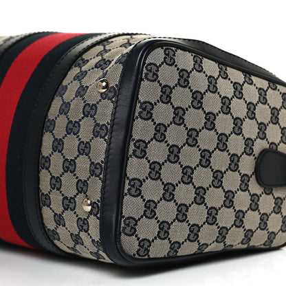 Gucci Monogram Selleria Calfskin Vintage Web Medium Boston Beige Blue 12 of 12