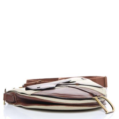 Christian Dior Calfskin Canvas Saddle Bag Beige 4 of 20