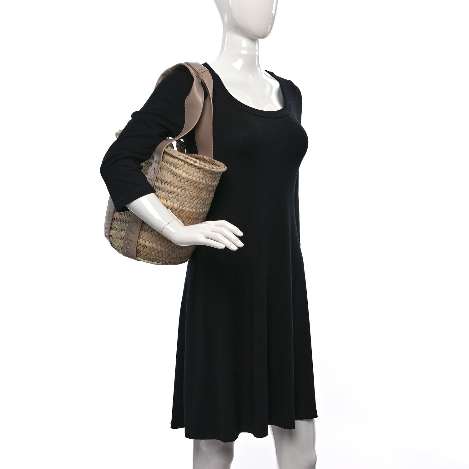 Chloe Raffia Smooth Calfskin Medium Sense Basket 2 of 7