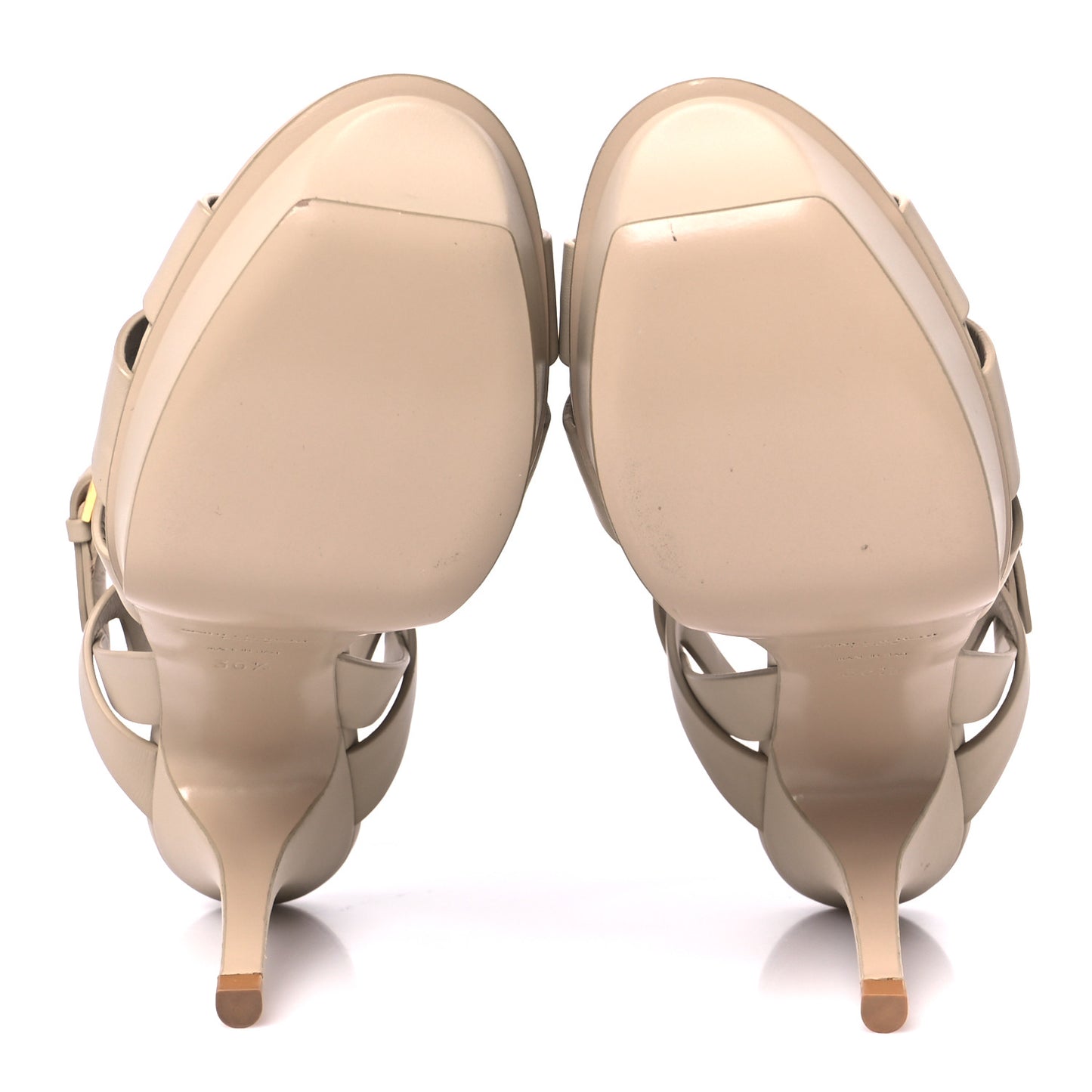 Calfskin Tribute Platform Sandals 75 36.5 Nude Powder