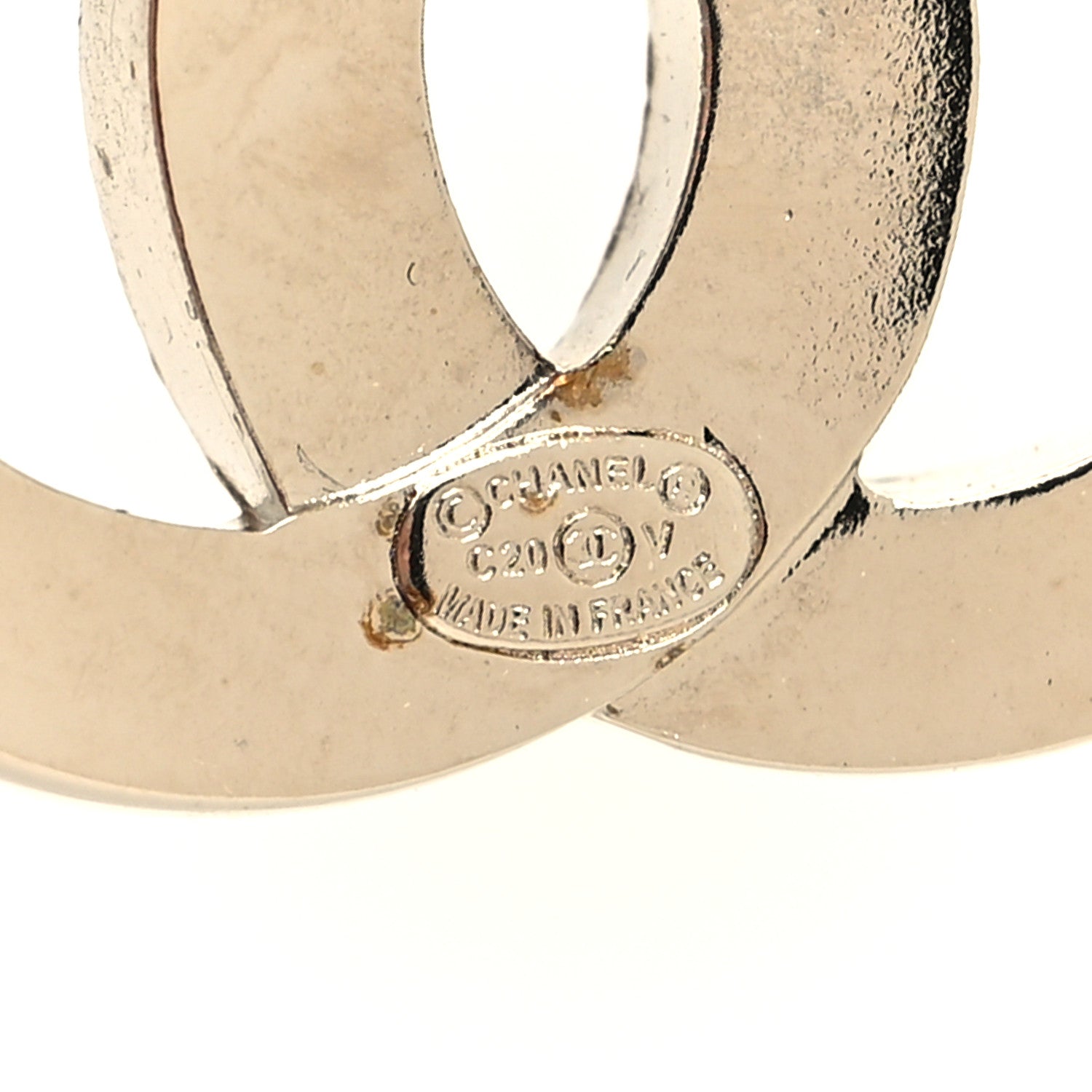 Chanel Crystal CC Earrings Light Gold 4 of 4