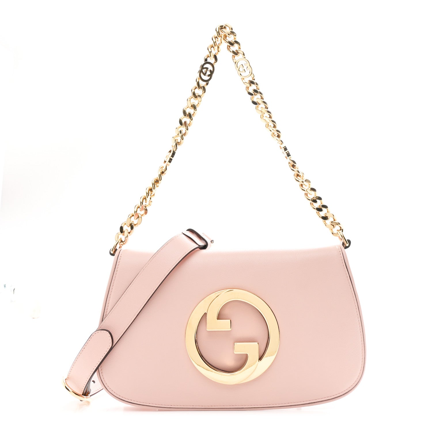 Gucci Roxy Calfskin Blondie Chain Shoulder Flap Bag Powder Pink 1 of 10