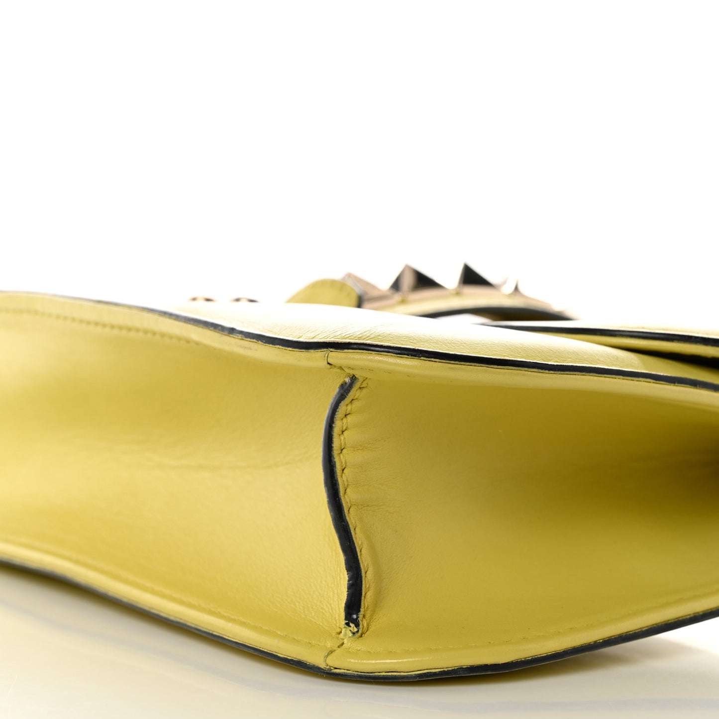 Vitello Medium Glam Lock Rockstud Flap Naples Yellow