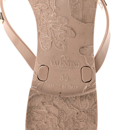 Valentino Garavani PVC Jelly Rockstud Bow Thong Sandals 39 Poudre 7 of 9