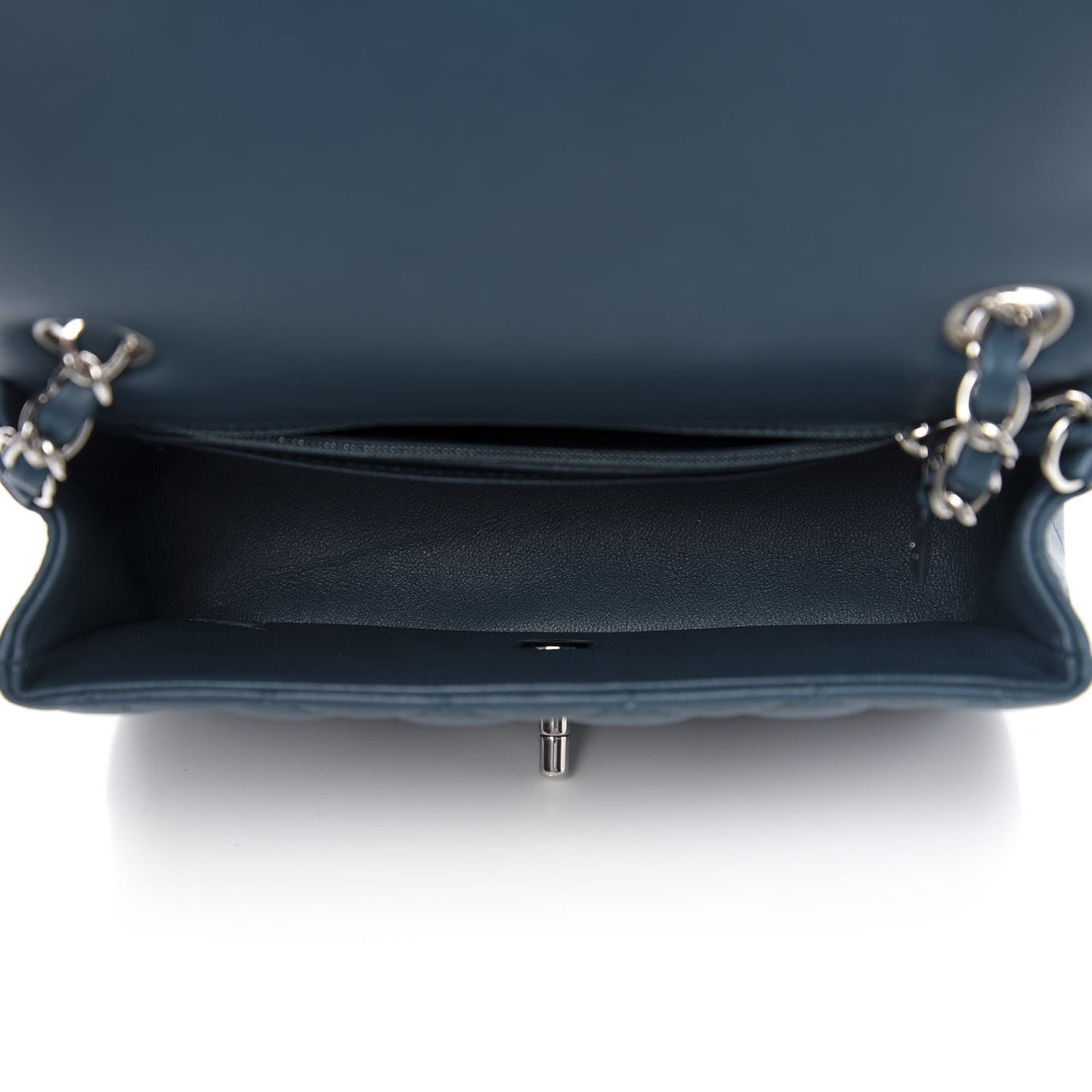 Lambskin Quilted Mini Rectangular Flap Dark Blue