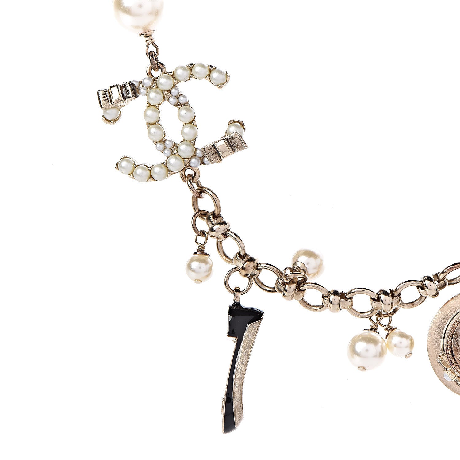 Chanel Pearl Charm CC Short Necklace Gold 5 of 7