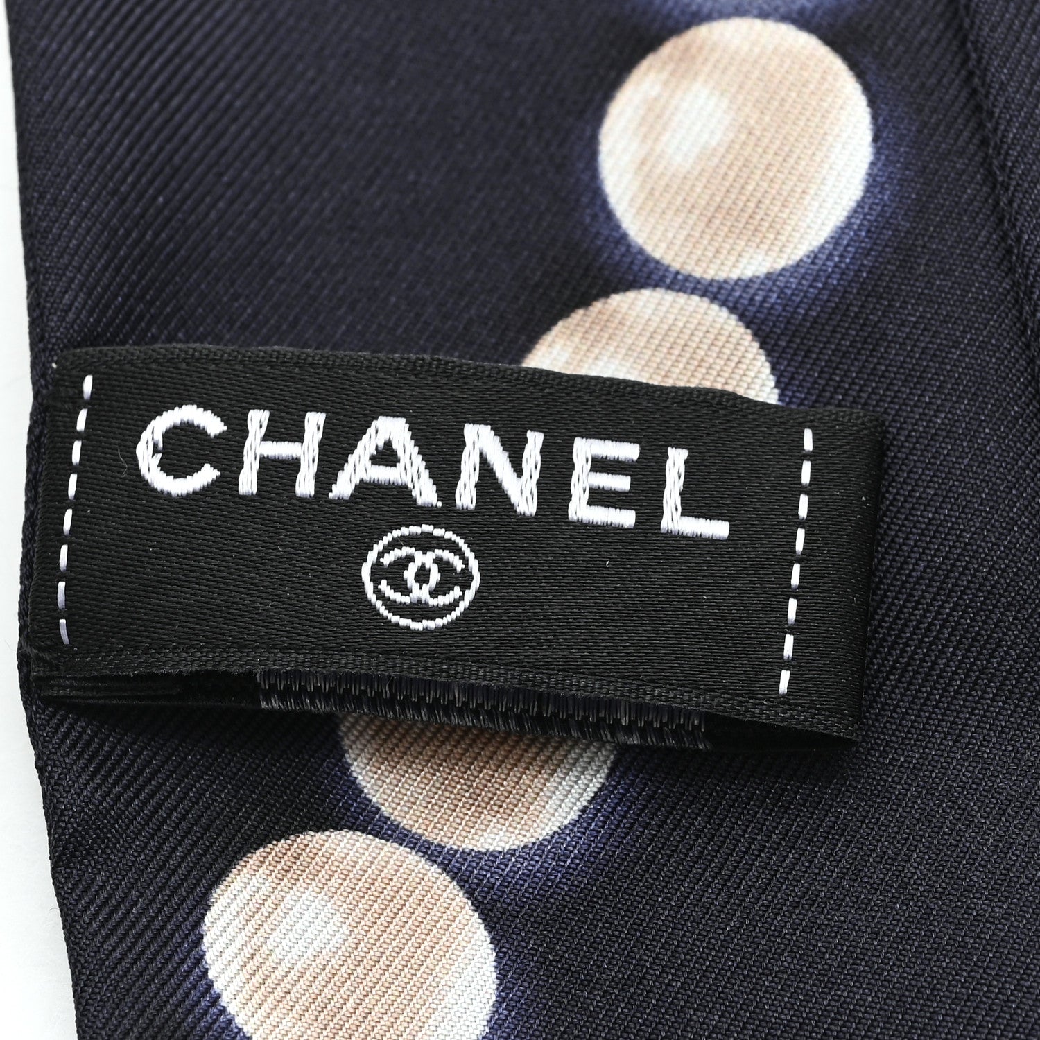 Chanel Silk Pearl CC Slim Bandeau Scarf Dark Navy 1770091