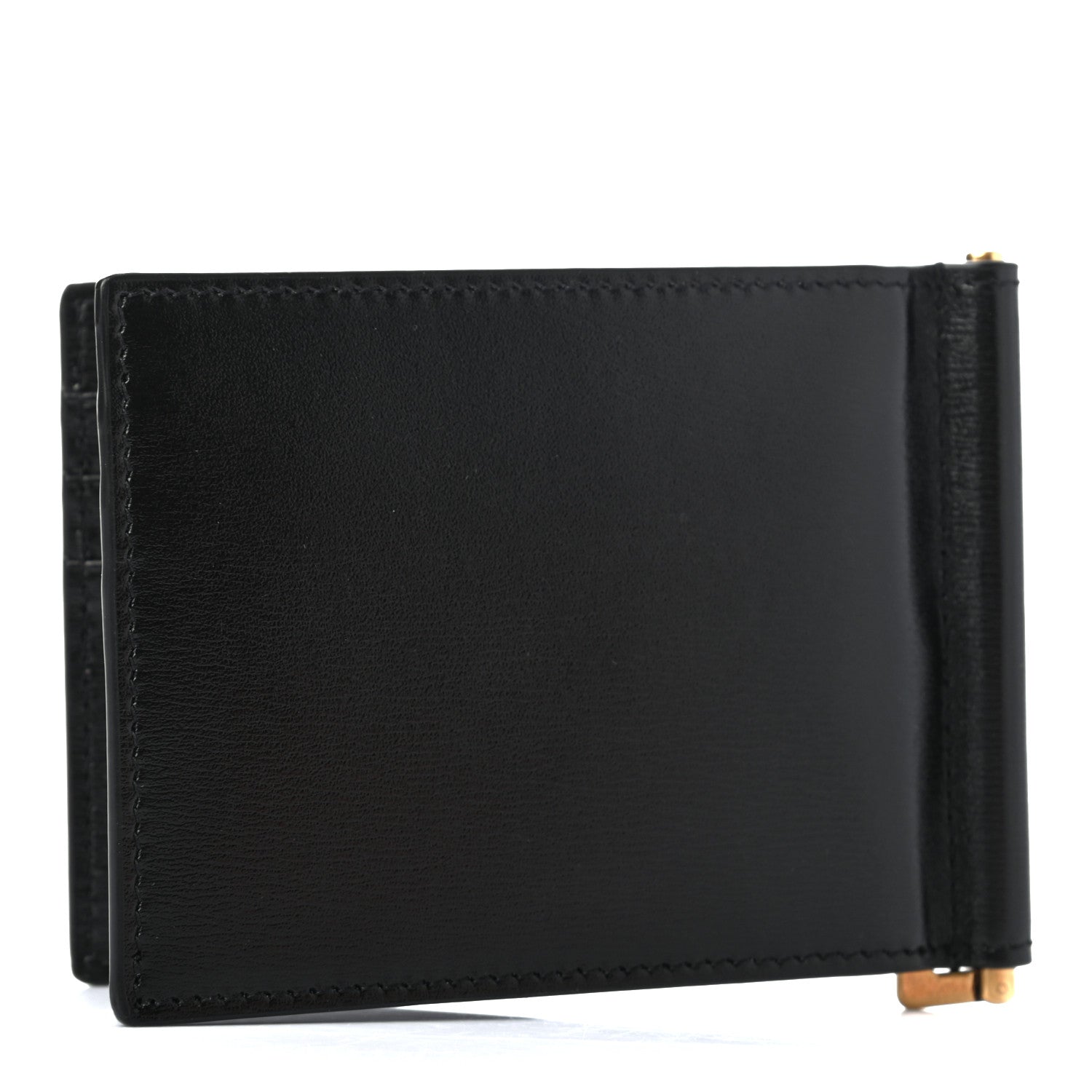 Saint Laurent Shiny Calfskin Tiny Cassandre Bill Clip Wallet Black 3 of 7