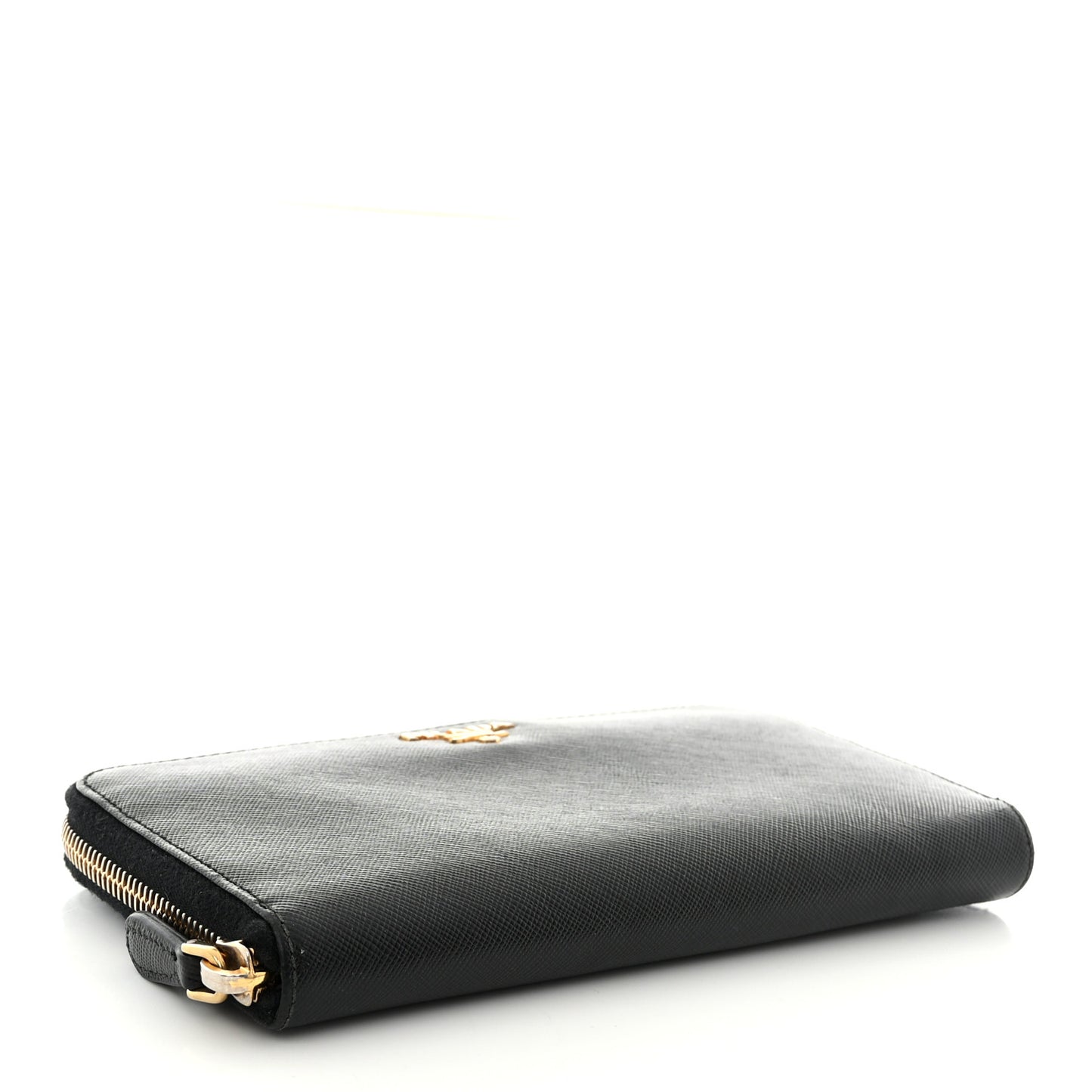 Saffiano Metal Zip Around Wallet Black