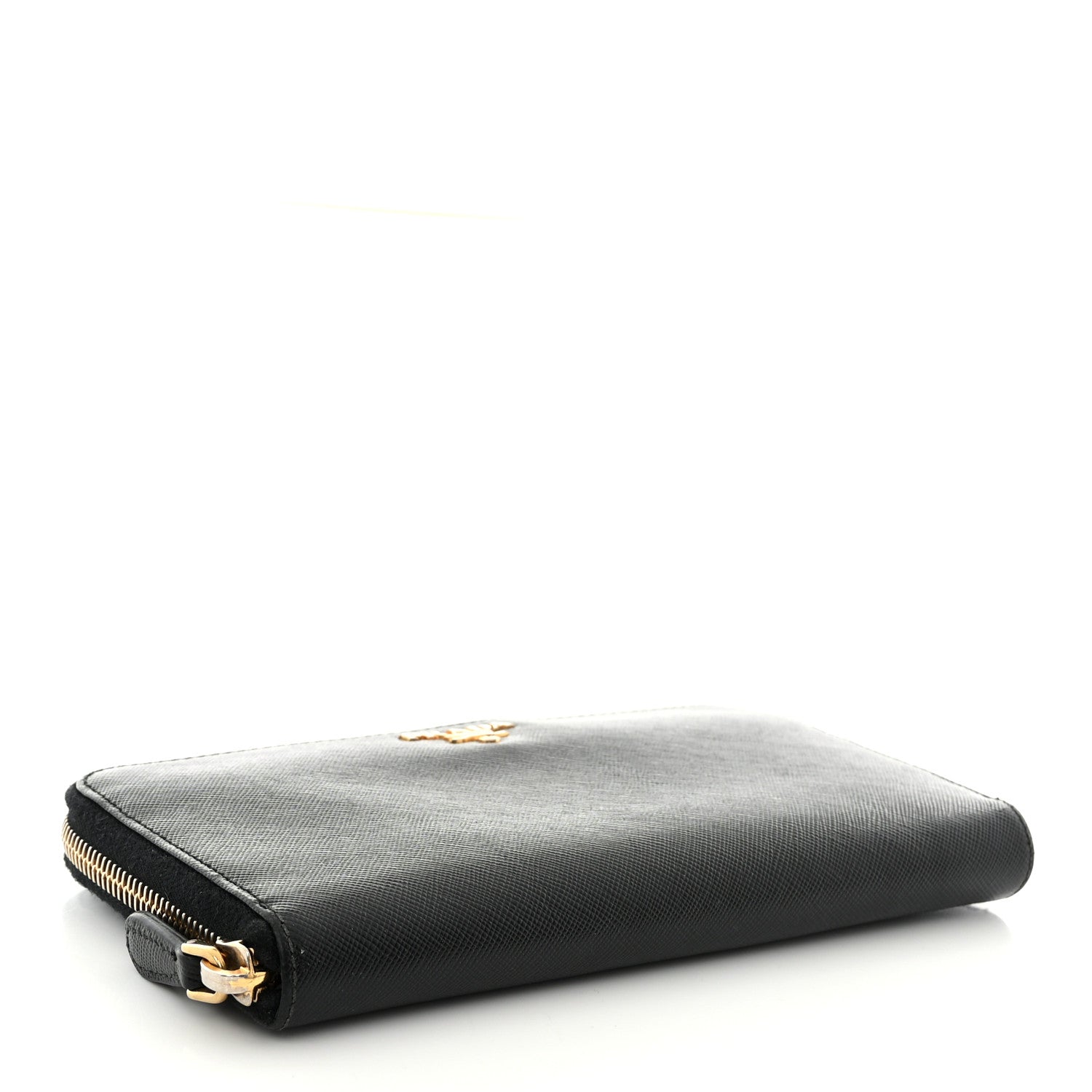 Prada Saffiano Metal Zip Around Wallet Black 4 of 15