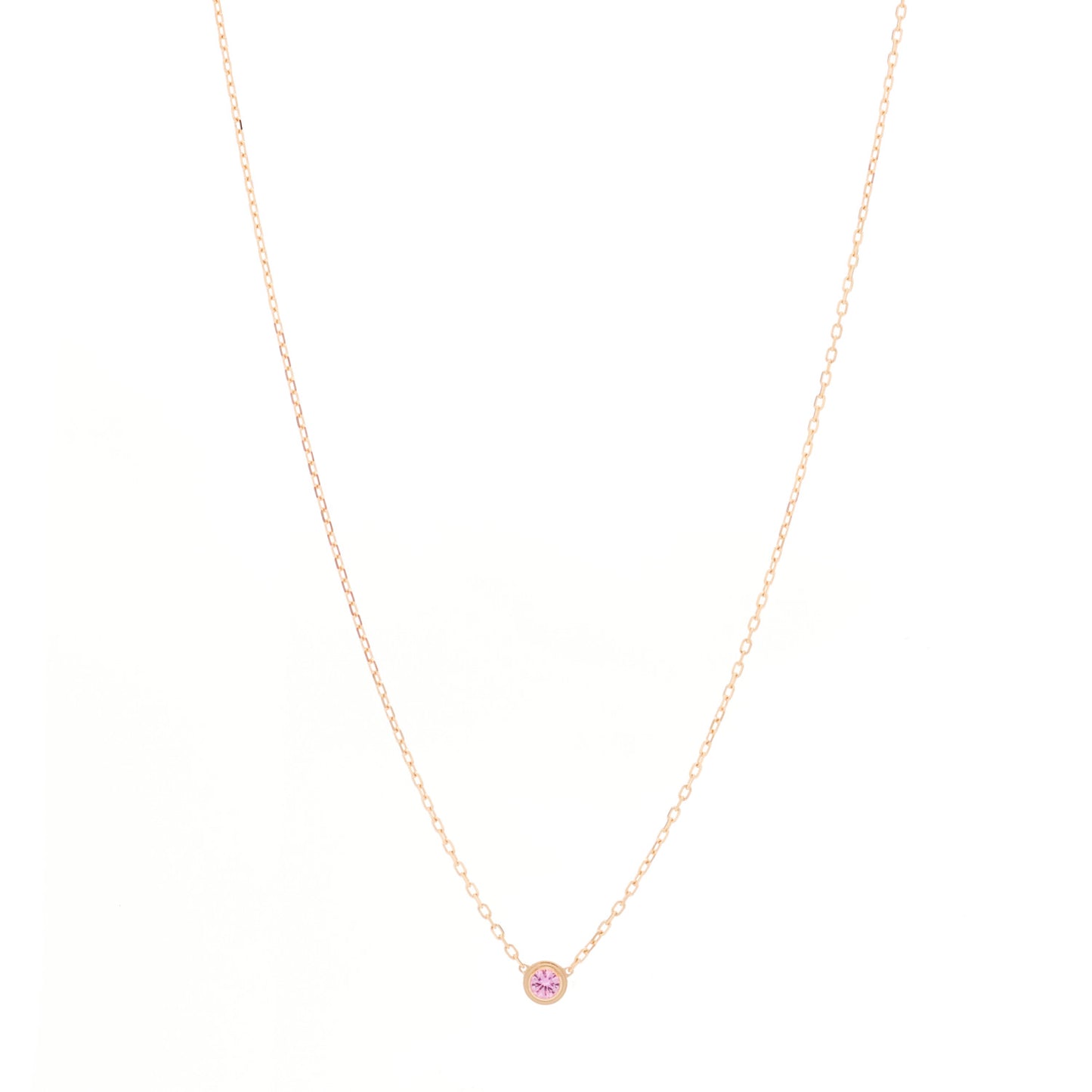 18K Pink Gold Pink Sapphire D'Amour Pendant Necklace