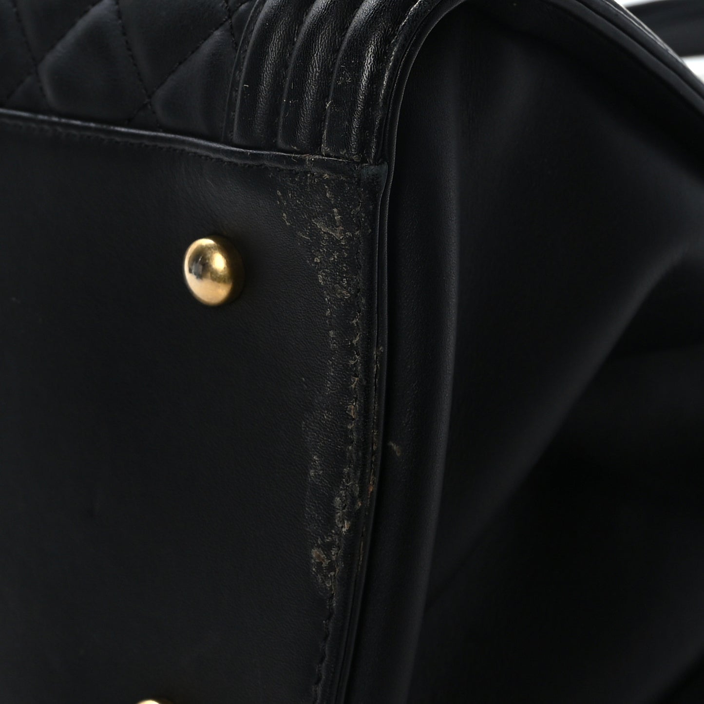 Calfskin Quilted Boy Shopping Tote Black