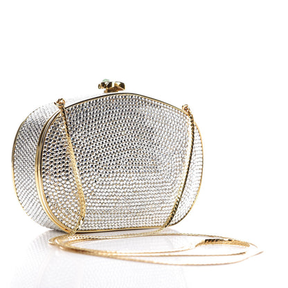 Judith Leiber Swarovski Crystal Minaudière Clutch Silver Gold 5 of 8