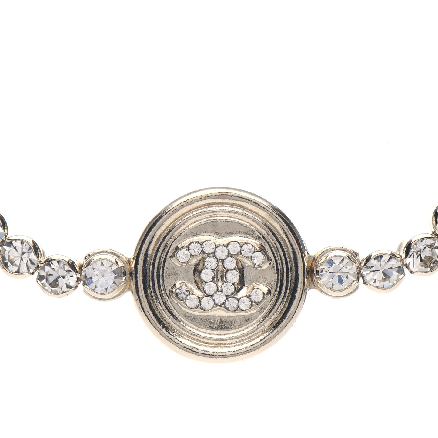 Crystal CC Chain Short Necklace Gold