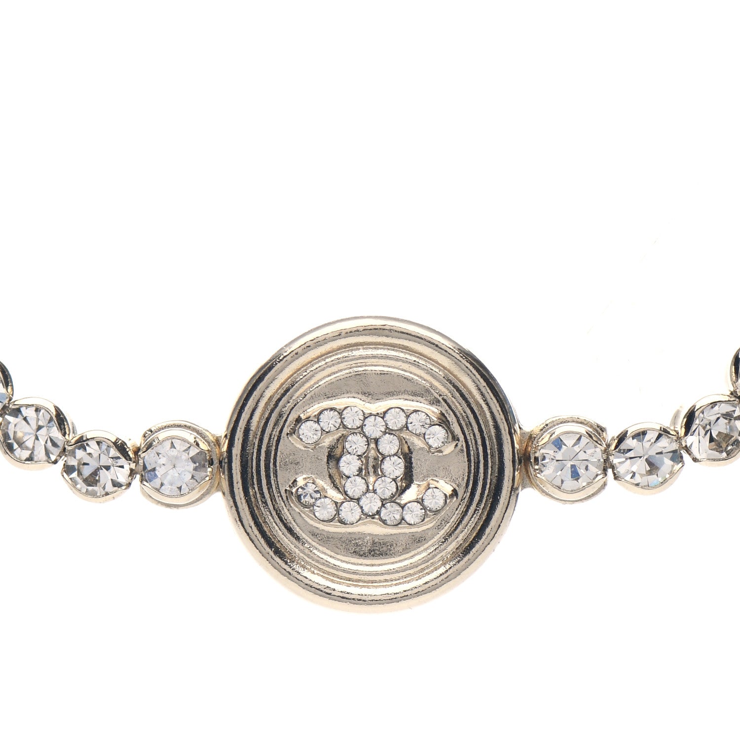 Chanel Crystal CC Chain Short Necklace Gold 4 of 5