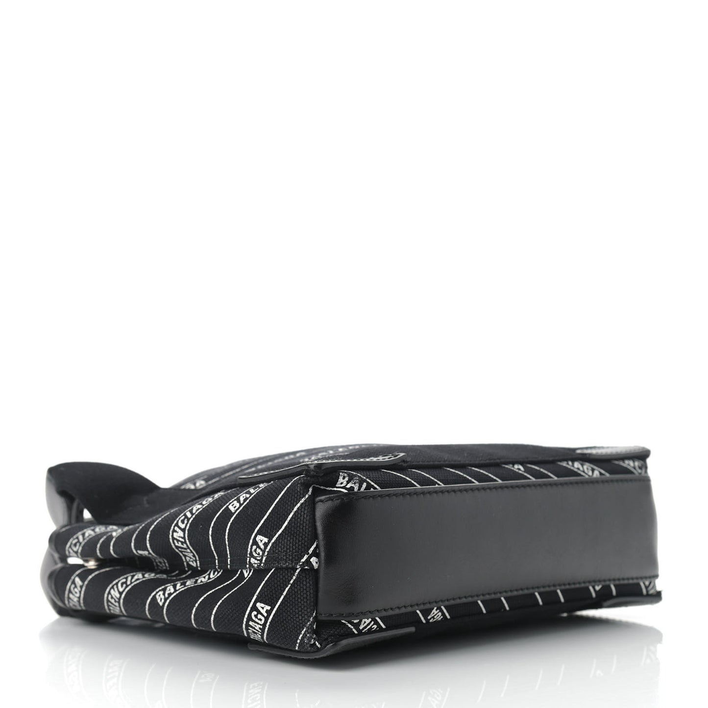 Cotton Canvas Calfskin Logo Print Navy Cabas XS Black White
