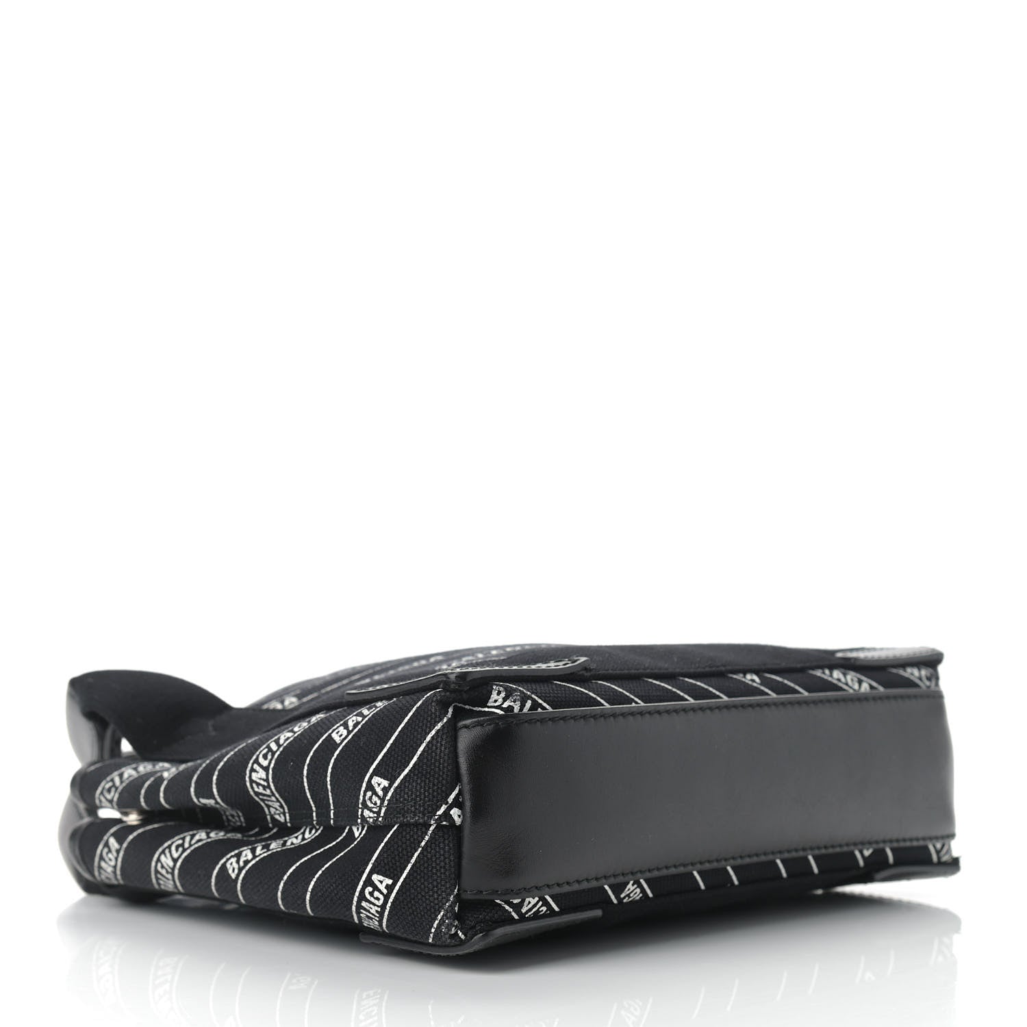 Balenciaga Cotton Canvas Calfskin Logo Print Navy Cabas XS Black White 5 of 10