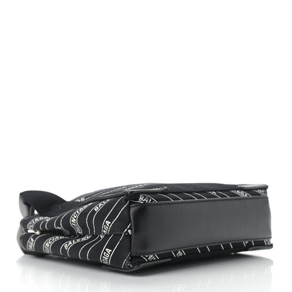 Balenciaga Cotton Canvas Calfskin Logo Print Navy Cabas XS Black White 5 of 10