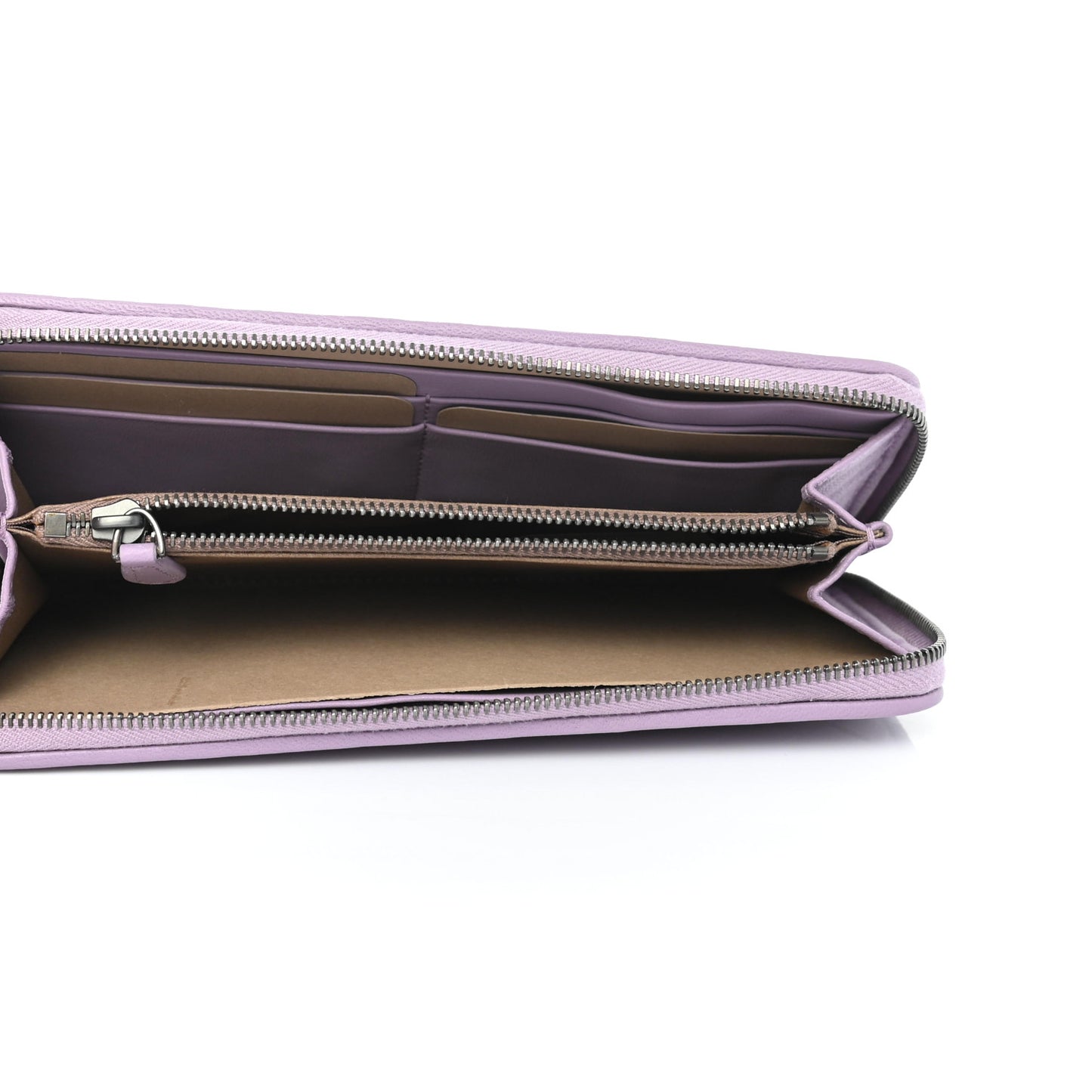 Nappa Intrecciato Zip Around Wallet Lilac