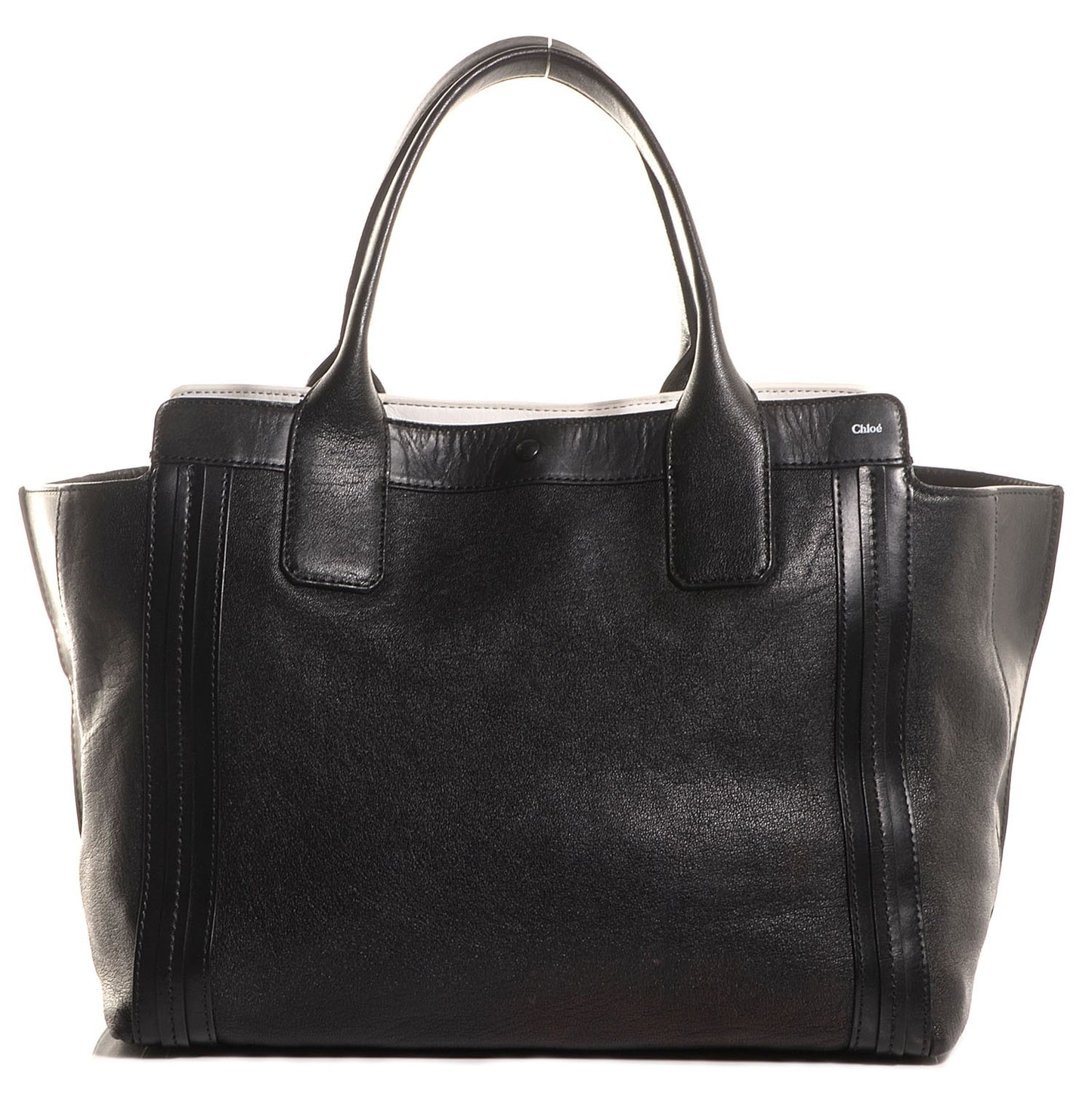 Calfskin Small Alison East West Tote Black White