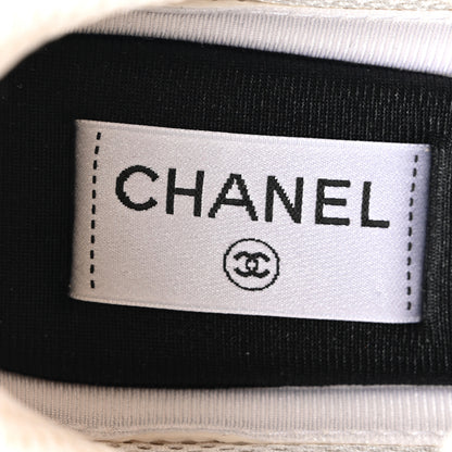 Chanel Fabric Laminated Calfskin Stretch CC Womens Sneakers 38.5 White Silver 7 of 9