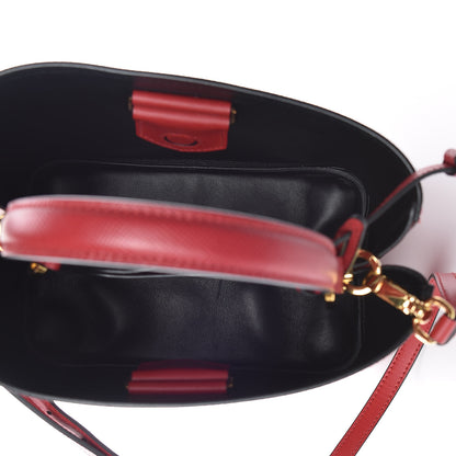 Prada Saffiano Cuir Medium Panier Bucket Bag Fuoco Black 5 of 9