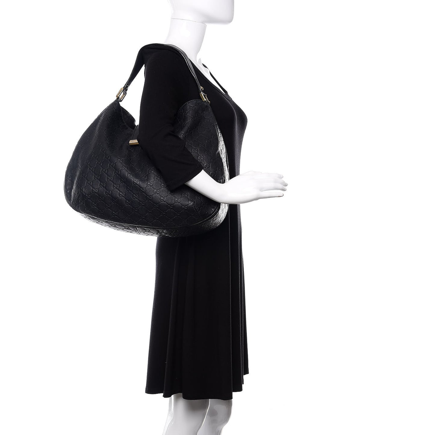 Guccissima Large New Ladies Web Hobo Black