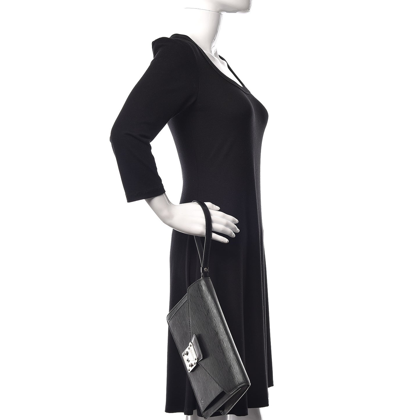 Epi Pochette Sellier Dragonne Clutch Black