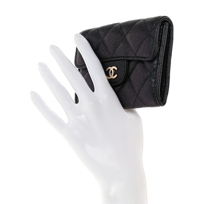 Chanel Iridescent Caviar Quilted Flap Card Holder Wallet Black 2 of 10