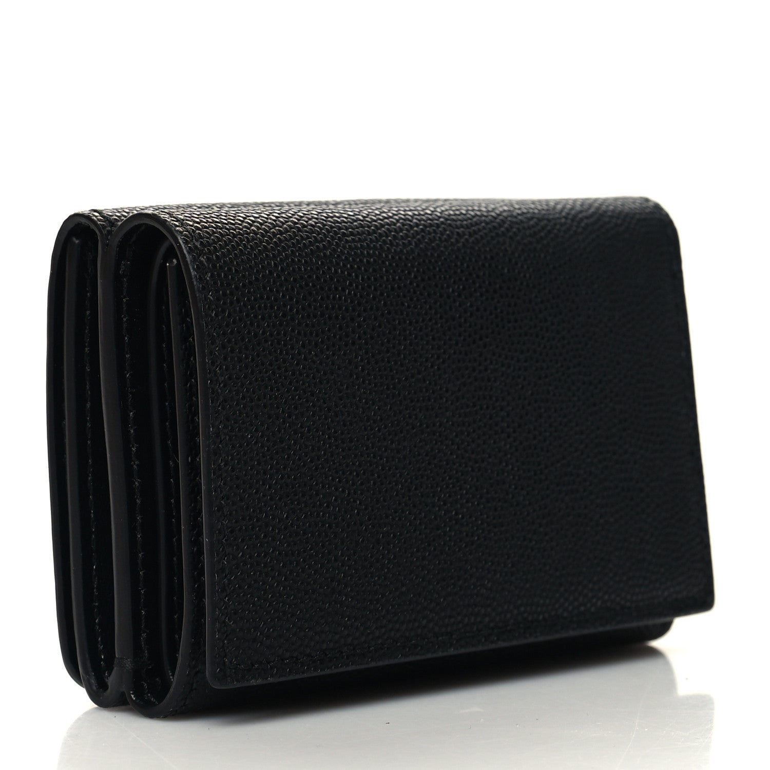 Burberry Grained Calfskin TB Compact Tri-Fold Wallet Black 3 of 8