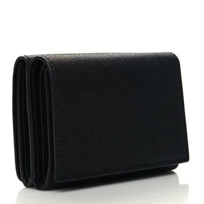 Burberry Grained Calfskin TB Compact Tri-Fold Wallet Black 3 of 8