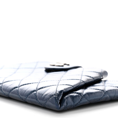 Chanel Glazed Calfskin Quilted Coco Pleats Clutch Navy 10 of 16