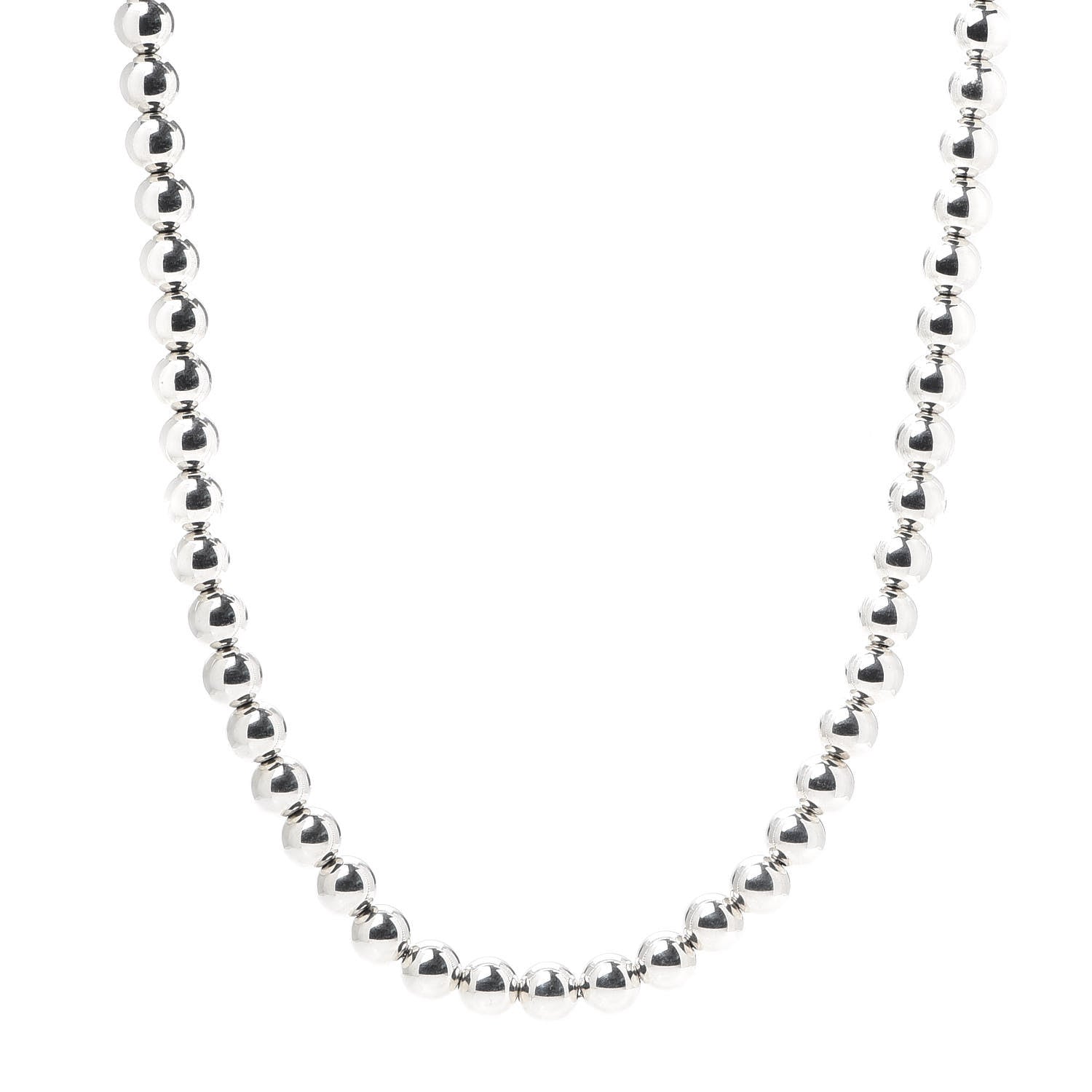 Tiffany Sterling Silver 10mm HardWear Ball Necklace 36" 1 of 6
