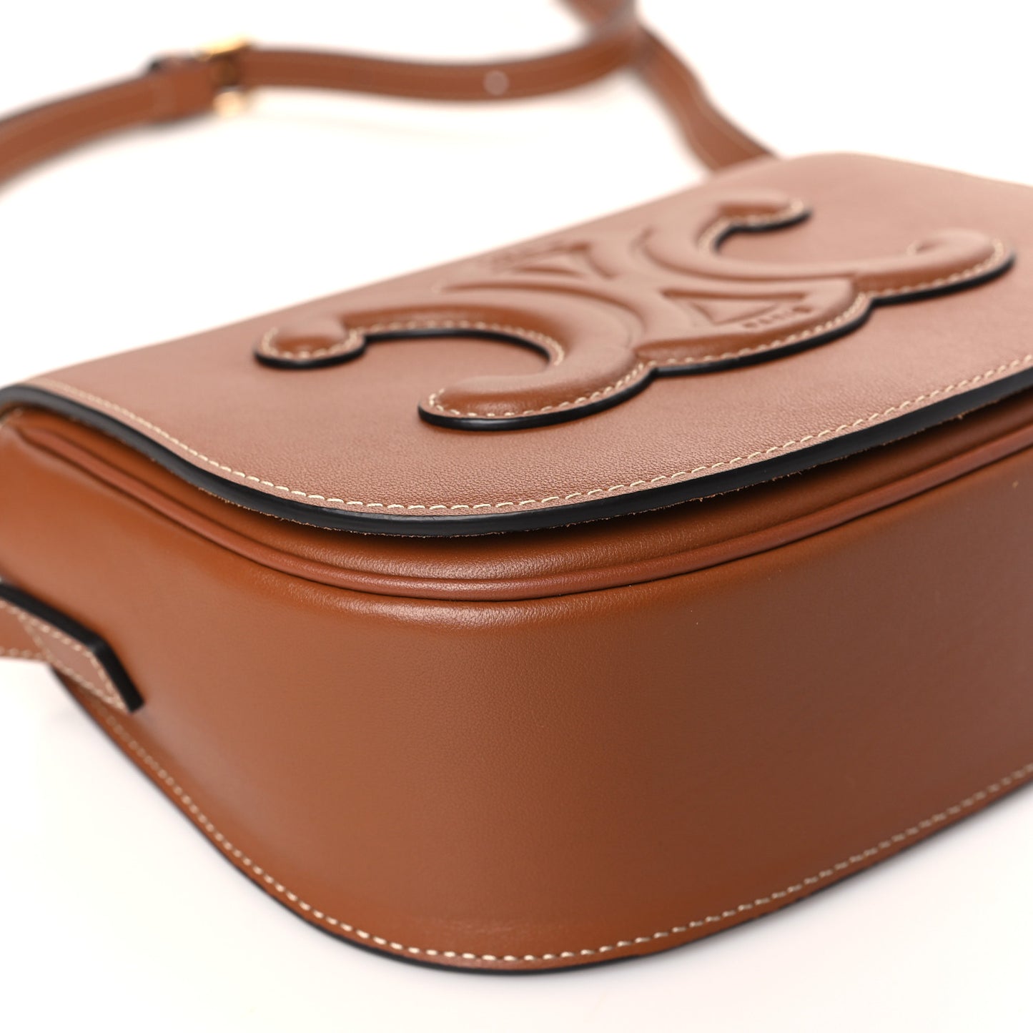 Smooth Calfskin Cuir Triomphe Folco Crossbody Bag Tan