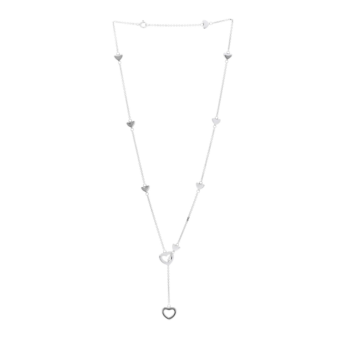 Sterling Silver Heart Lariat Necklace