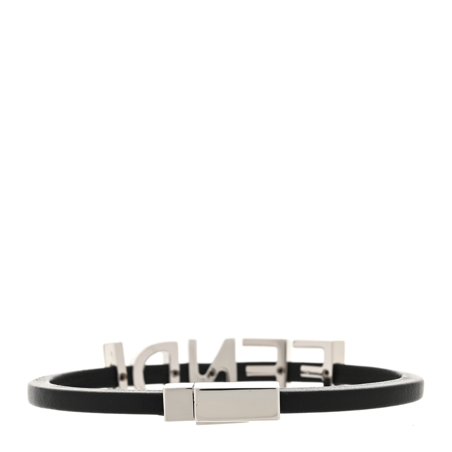 Calfskin Fendi Logo Bracelet M Black