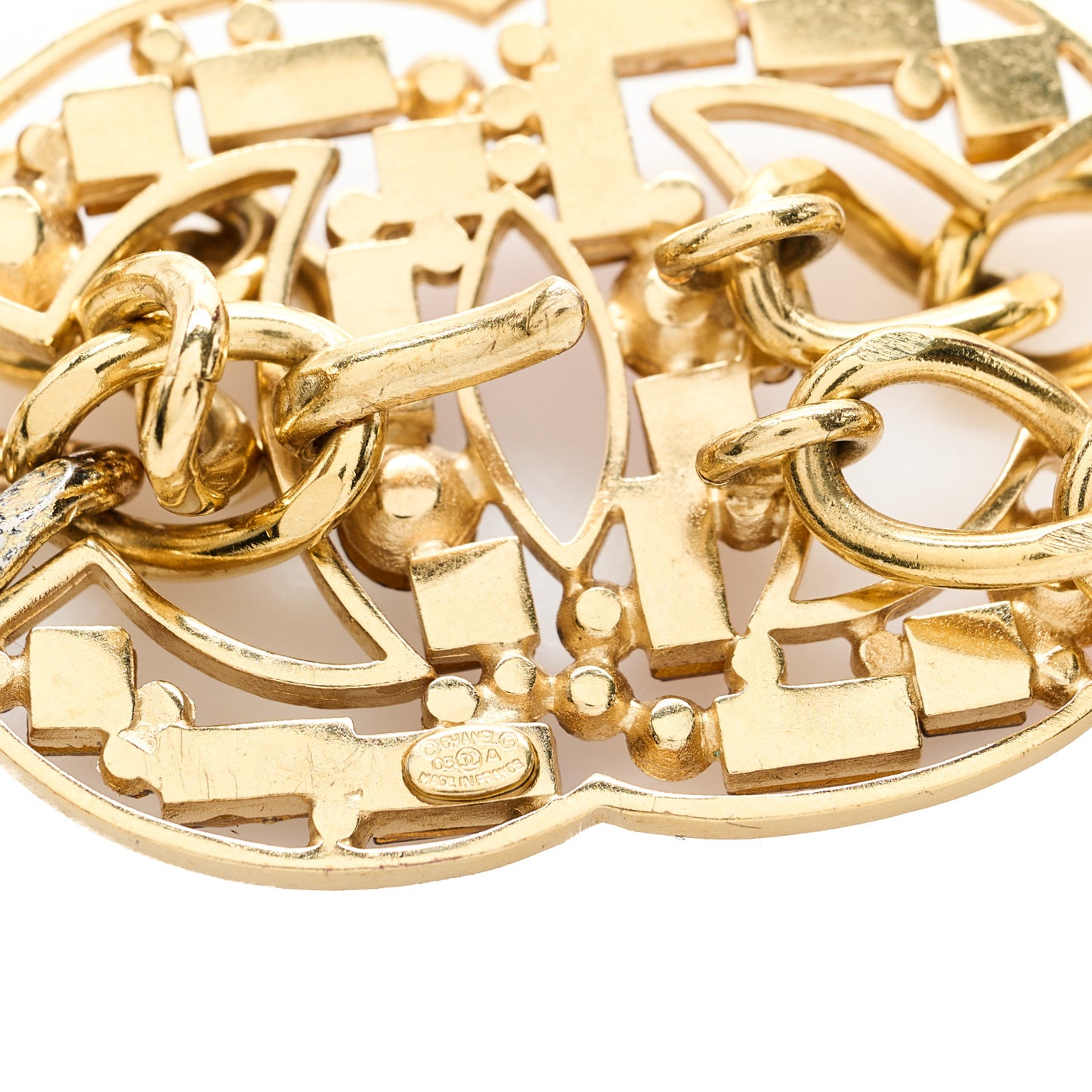 Metal Chain Crystal CC Embellished Belt Gold Multicolor