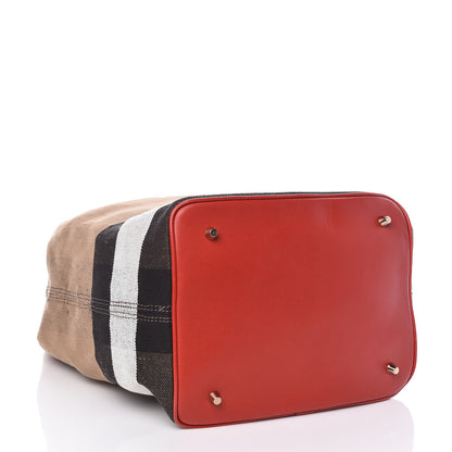 Burberry Canvas Mega Check Medium Ashby Hobo Cadmium Red 4 of 9