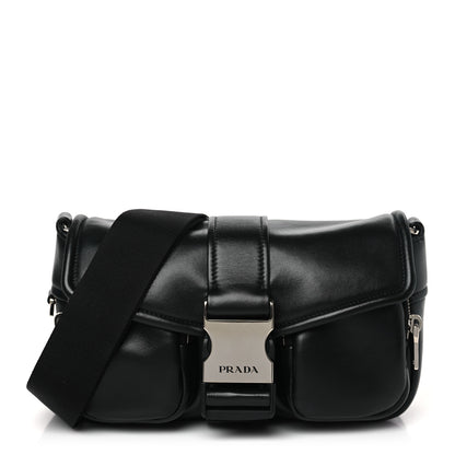 Prada Nappa Double Pocket Buckle Shoulder Bag Black 1 of 8