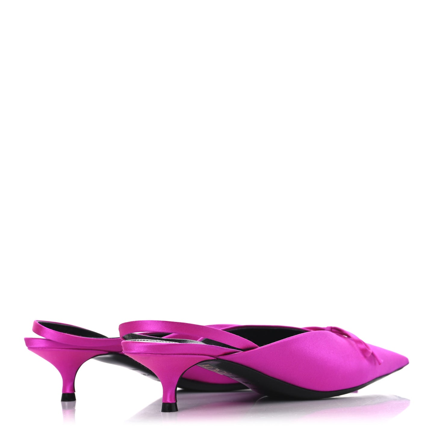 Satin Pointed Toe Knife Slingback 40mm Mules 38 Rose Fuchsia
