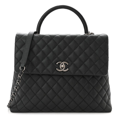 Chanel Caviar Lizard Quilted Large Coco Handle Flap Black 1 of 11