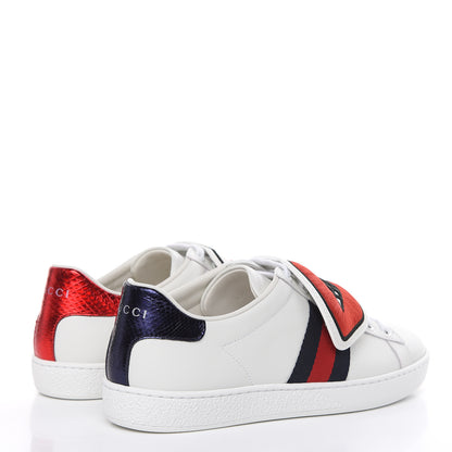 Gucci Calfskin Ayers Blind For Love Embroidered Womens Ace Sneakers 37 White 4 of 9