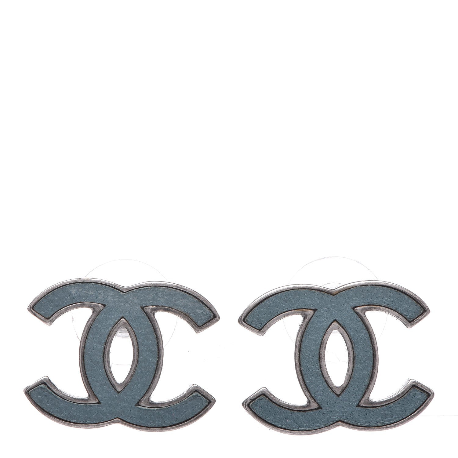 Chanel Lambskin CC Earrings Blue 1 of 5