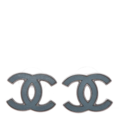 Chanel Lambskin CC Earrings Blue 1 of 5