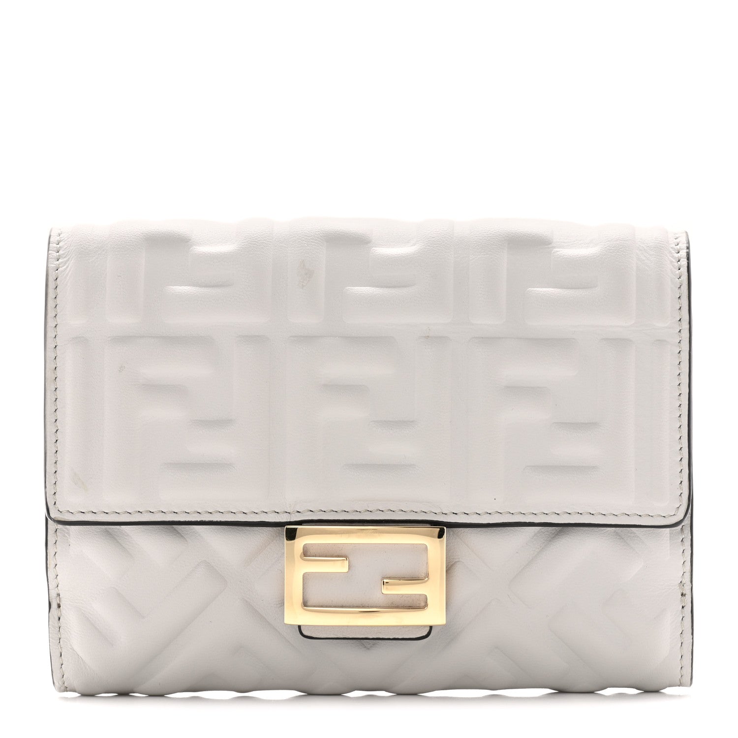 Fendi Nappa Matisse FF Embossed Medium Wallet Ghiaia 1 of 7