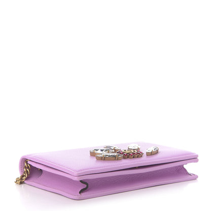 Gucci Calfskin Marquise Crystals Mini GG Chain Wallet Malva 4 of 12