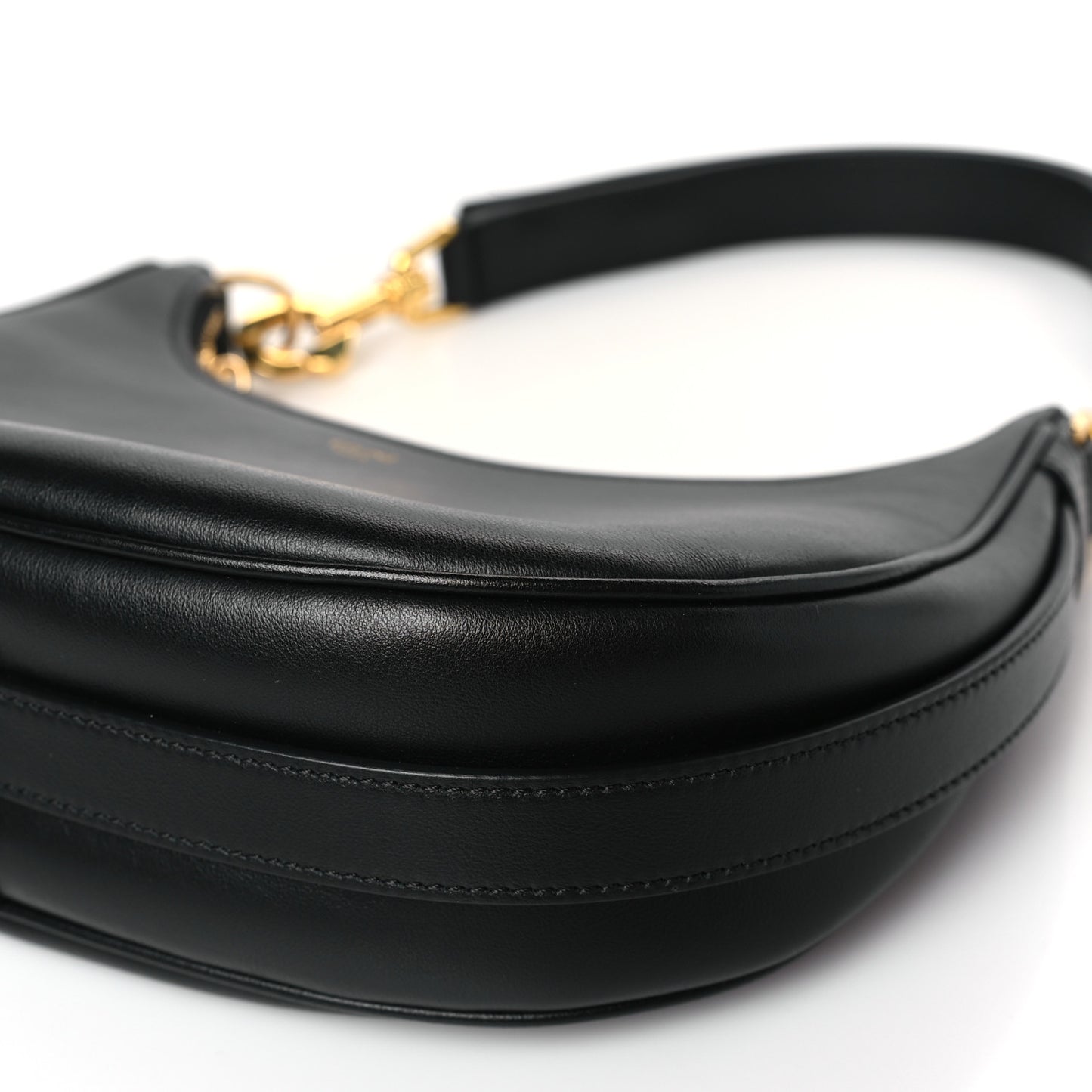 Smooth Calfskin Medium Strap Ava Shoulder Bag Black