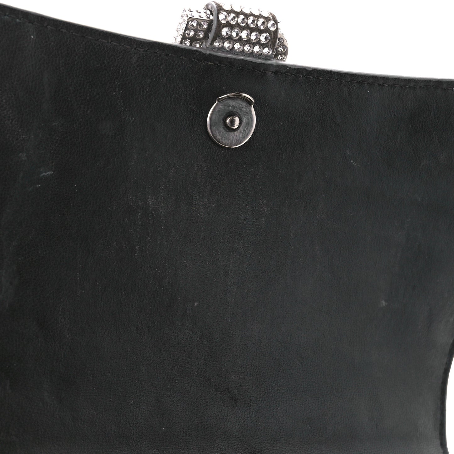 Strass Suede Small Hourglass Top Handle Bag Smoke Grey Crystal